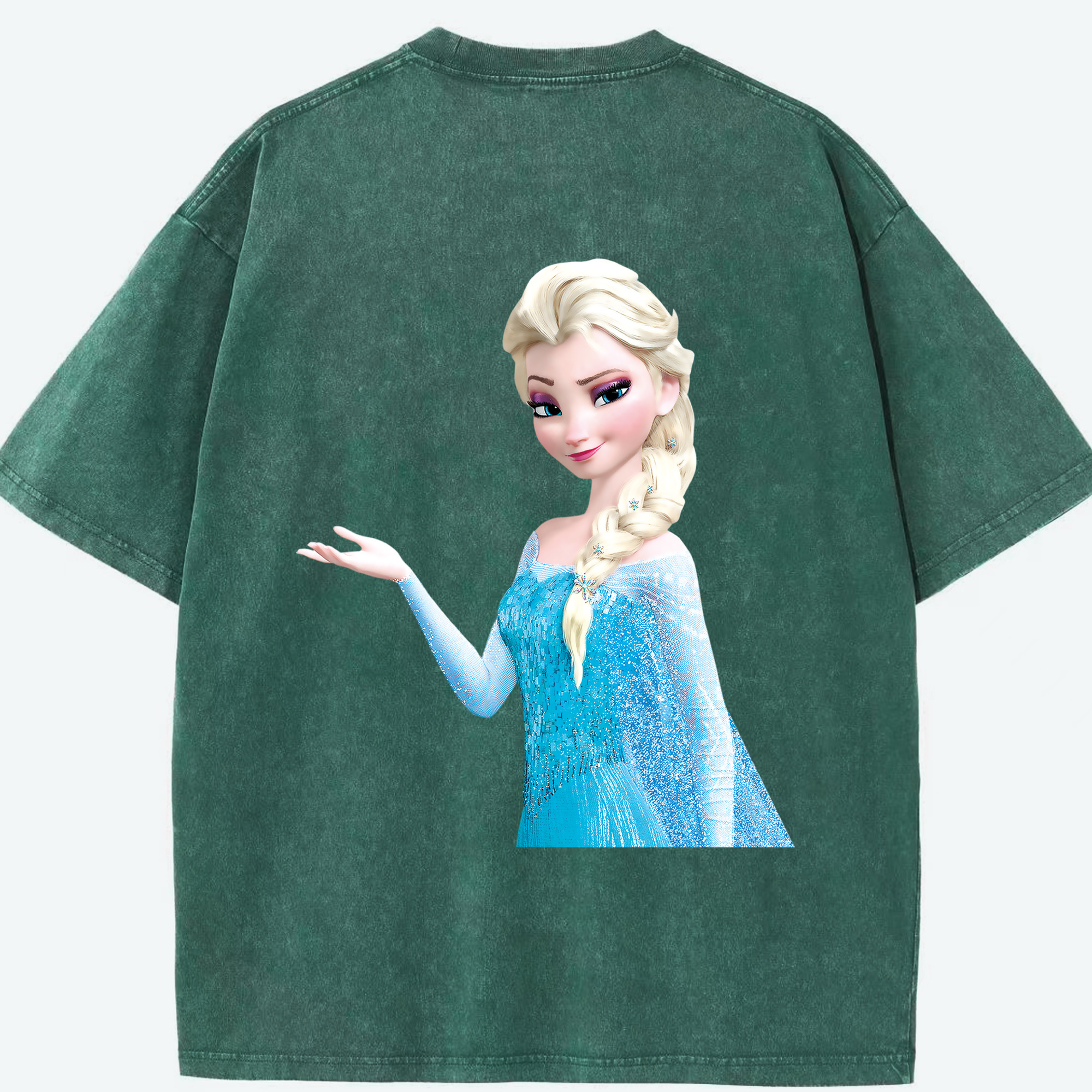 （画像用） アナと雪の女王 アンナ エルサ Frozen Anna Elsa 綿100% ヴィンテージ風 半袖Tシャツ（背面プリント）